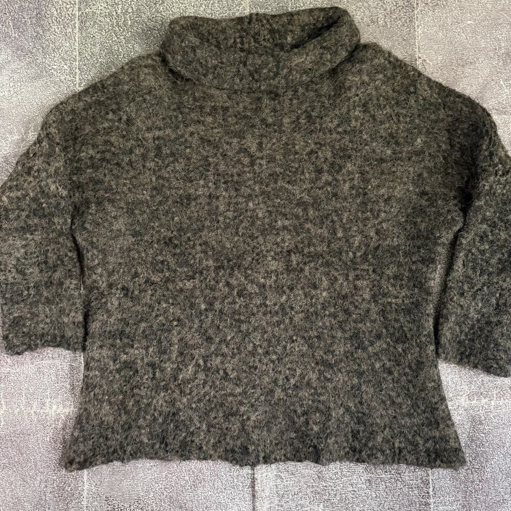 Women's Free People Alpaca Wool Black Brown Turtleneck Pullover Sweater Sz Small